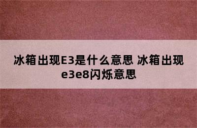 冰箱出现E3是什么意思 冰箱出现e3e8闪烁意思